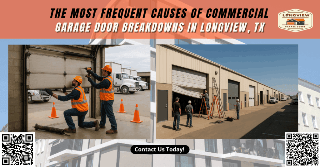 The Most Frequent Causes of Commercial Garage Door Breakdowns in Longview, TX - Longview Garage Doors